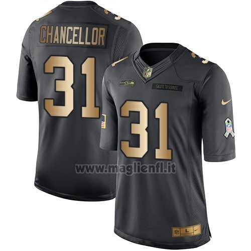 Maglia NFL Gold Anthracite Seattle Seahawks Chancellor Salute To Service 2016 Nero